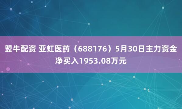 盟牛配资 亚虹医药（688176）5月30日主力资金净买入1953.08万元